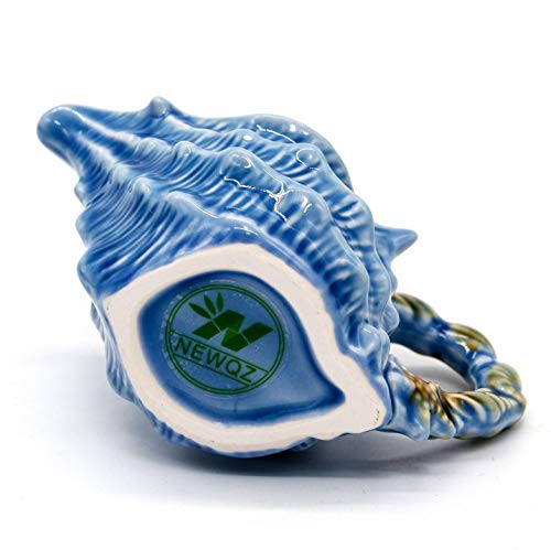 NEWQZ Sky Blue Glaze Conch Shaped Kung Fu Tea Set,1 Pot 6 Cup,Including Tea Pitcher and Tea Strainer