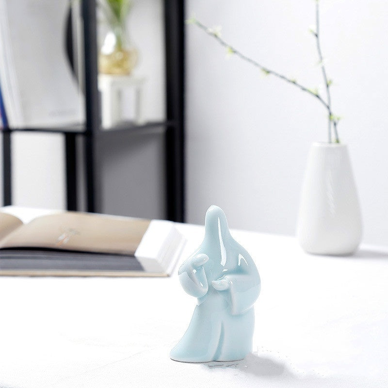 NEWQZ Chinese Porcelain Kungfu tai chi Figurines for Home Decor Tabletop Decorations,Creative Gifts