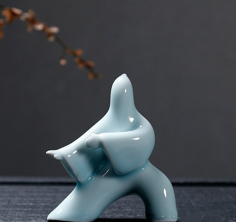 NEWQZ Chinese Porcelain Kungfu tai chi Figurines for Home Decor Tabletop Decorations,Creative Gifts