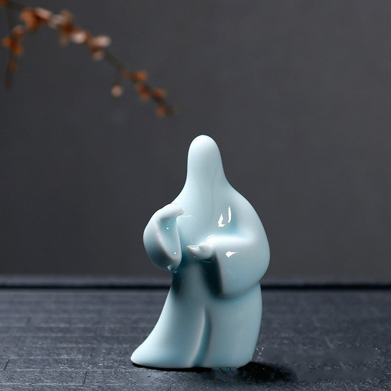 NEWQZ Chinese Porcelain Kungfu tai chi Figurines for Home Decor Tabletop Decorations,Creative Gifts