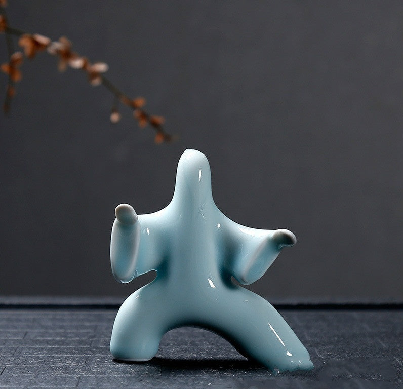 NEWQZ Chinese Porcelain Kungfu tai chi Figurines for Home Decor Tabletop Decorations,Creative Gifts