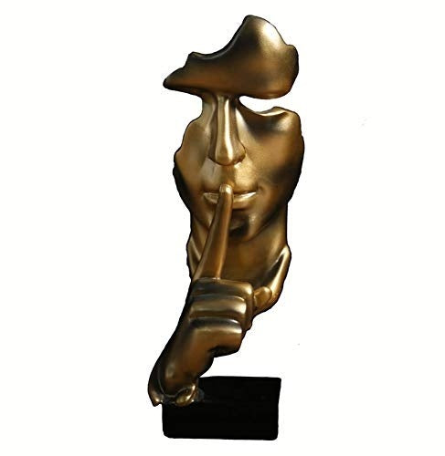 NEWQZ Creative Abstract Men Figurine Sculptures, Keep Silence Statue, Thinker Statue, Office Home Decor