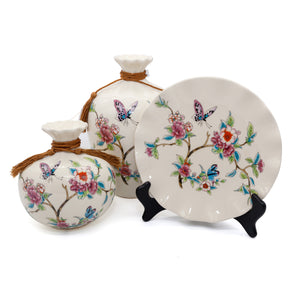 NEWQZ Chinese Porcelain Vases Set of 3-Piece with Flowers Pattern Design for Home Decor