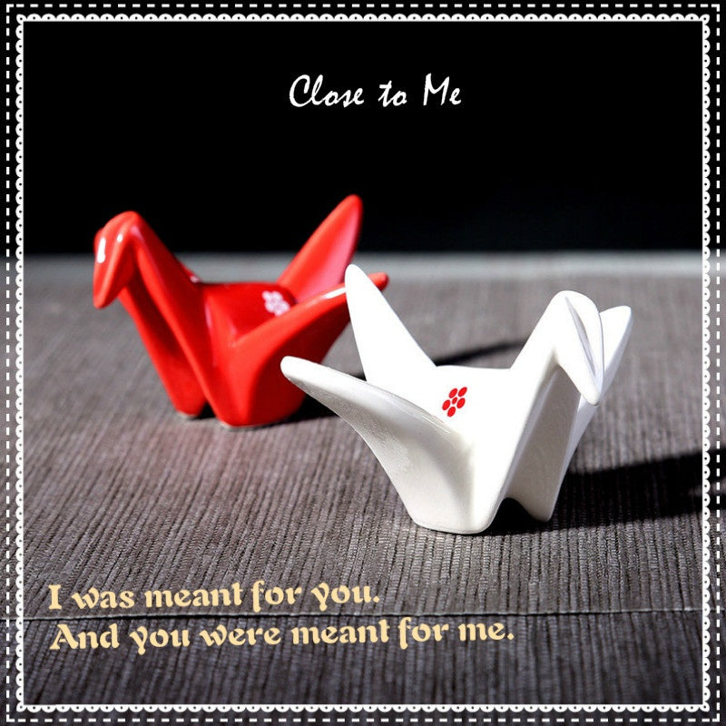 Close To Me Porcelain Paper Crane 2 Pieces Figurine Set - Home Decor Accessories