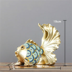 NEWQZ American Rural Resin Animal Goldfish Model Home Collectibles Desktop Ornament Gifts