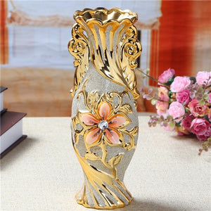 NEWQZ Ceramic Vases with Electroplated Golden Pattern