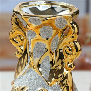 NEWQZ Ceramic Vases with Electroplated Golden Pattern