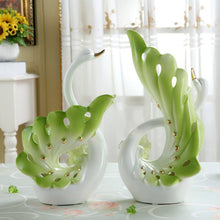 NEWQZ Elegant Swan Shaped Porcelain Vases for Home Decor, a Pair Flower vases Set Living Room Decoration Wedding Gifts