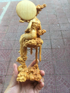 The Goddess of The Moon Chang E Wooden Sculpture