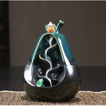 NEWQZ Ceramic Apple & Pear Shaped Backflow Incense Burner with 50 Pcs Incense Cones