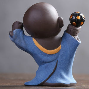 Funny and Cute Kung Fu Football Monks Figurines, Creative Decorative Collectibles
