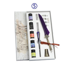 Colorful Ink Glass Pen Feather Pen Set