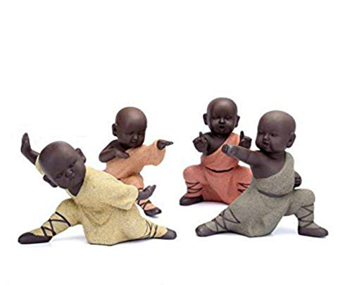 NEWQZ Chinese Kung Fu Monks Figurine Home Decor, Ceramic Statues Ornaments Living Room Decoration